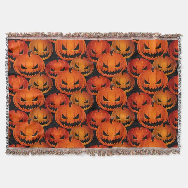 Halloween Scary Pumpkins Blanket (Front)