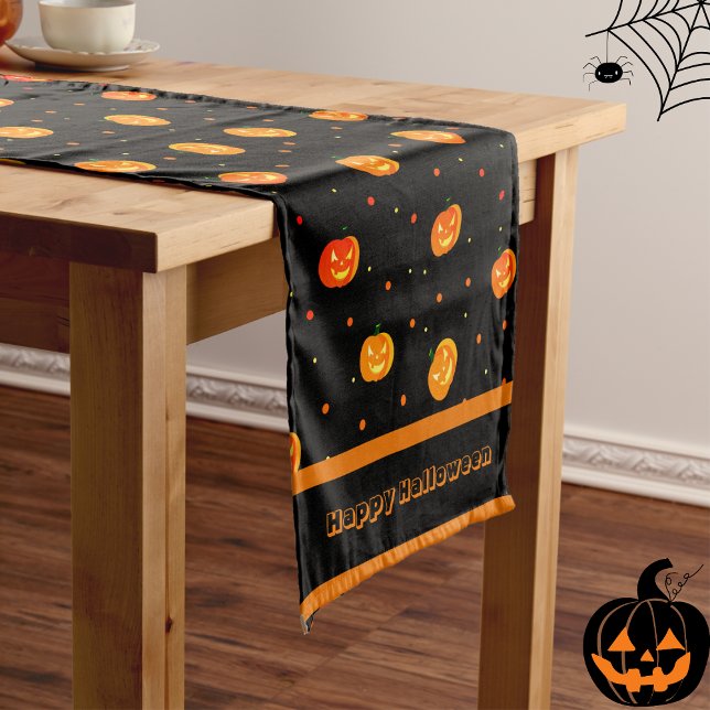 Halloween Scary Pumpkins Jack-o'-Lantern Pattern Short Table Runner (Creator Uploaded)