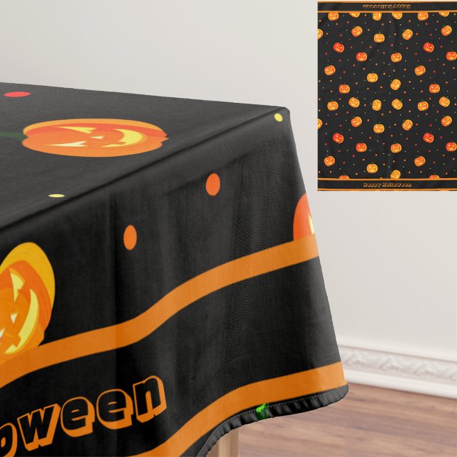 Halloween Scary Pumpkins Jack-o'-Lantern Pattern Tablecloth (Creator Uploaded)