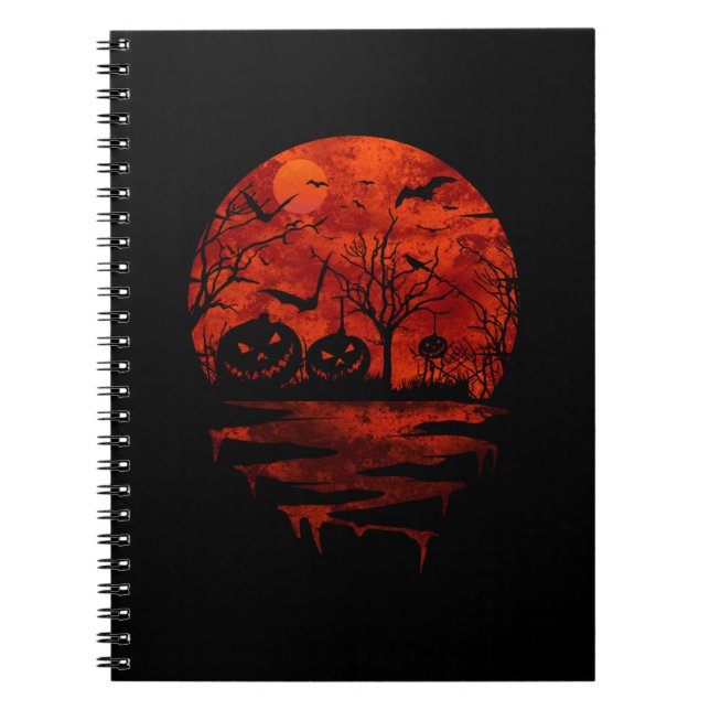 HALLOWEEN SCARY RED MOON NOTEBOOK (Front)