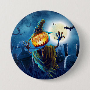 Halloween Scary Scene (5) Pumpkin All Options 3 Inch Round Button