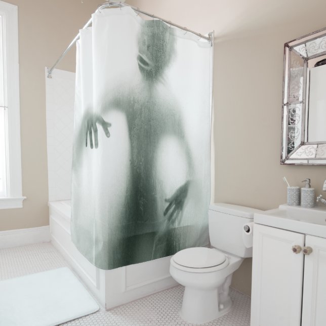 Halloween Scary Silhouette Monster Shower Curtain (In Situ)