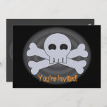 Halloween Scary Skull and Bones Invitations<br><div class="desc">These Halloween invitations are great for inviting your child's friends over to celebrate the festivities of Halloween or it can be used for a Halloween themed birthday party. The front of the invitation features a creepy skull and cross bones. The back of the invitation features different areas of customization to...</div>