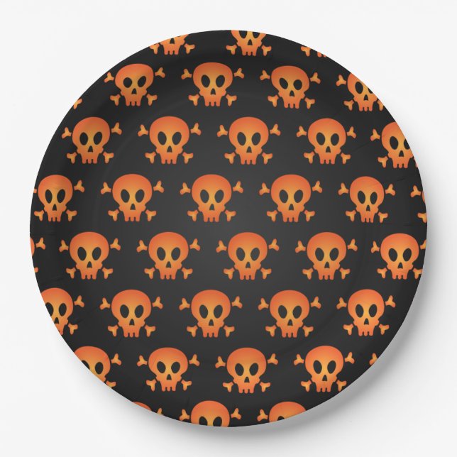 Halloween Scary Skull Pattern Paper Plate (Front)