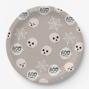 Halloween Scary Skull Spider Pattern Paper Plate