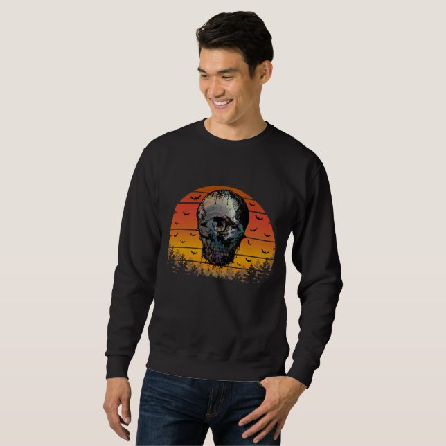 HALLOWEEN SCARY SKULL SWEATSHIRT (Front Full)
