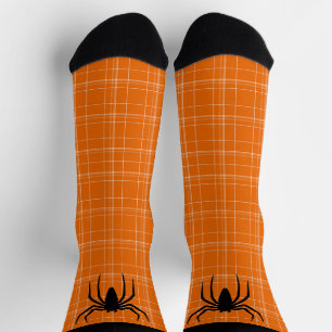 Halloween Scary Spider Orange Black Widow Novelty Socks