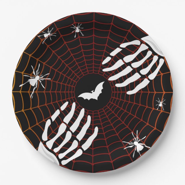 Halloween Scary Spider Pattern Paper Plate (Front)