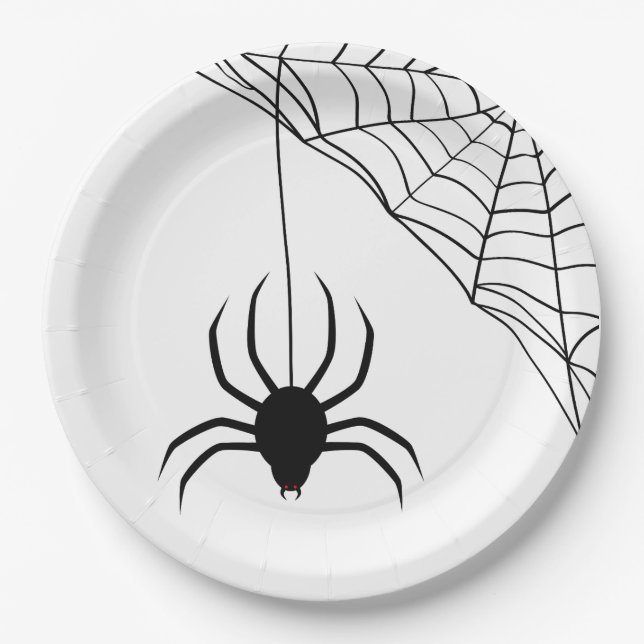Halloween Scary Spider Pattern Paper Plate (Front)