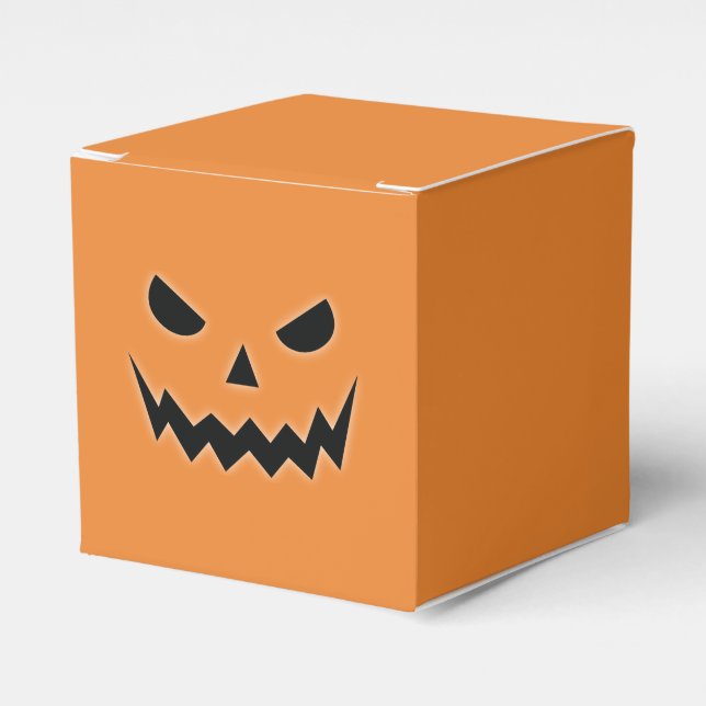Halloween Scary Spooky Jack O Lantern Pumpkin Face Favor Box (Front Side)