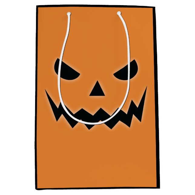 Halloween Scary Spooky Jack O Lantern Pumpkin Face Medium Gift Bag (Front)