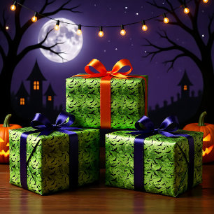🦇 Halloween - scary 😱 toxsic green Wrapping Paper