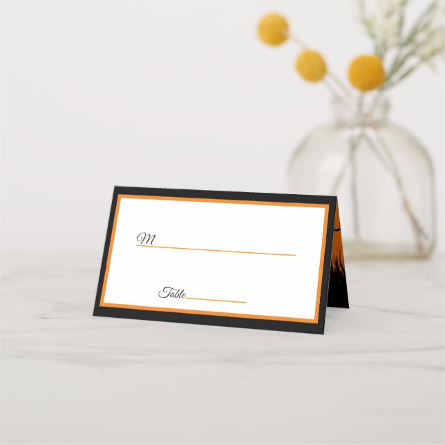 Halloween Scary Tree Personalize Names Date Place Card (Front)