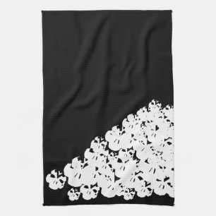 Halloween scary white skulls pile black kitchen towel