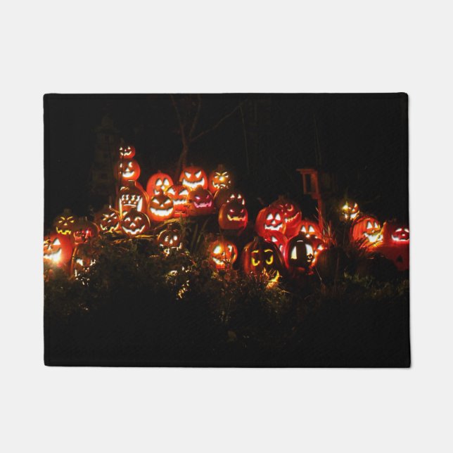 Halloween Scene Filled with Jack-O-Lanterns Doormat (Front)