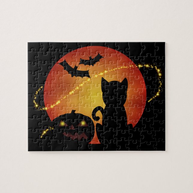 Halloween Scene in Silhouette Jigsaw Puzzle (Horizontal)
