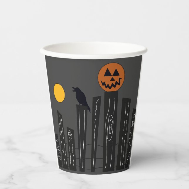 Halloween scene on paper cups (Front)
