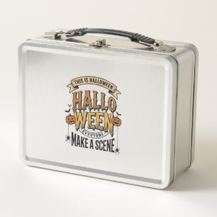 Halloween Scene Shirt Vintage Engraving Pumpkin De Metal Lunch Box