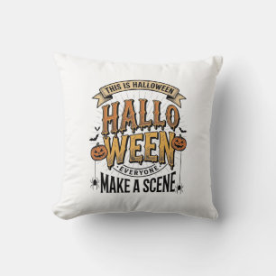Halloween Scene Shirt Vintage Engraving Pumpkin De Throw Pillow