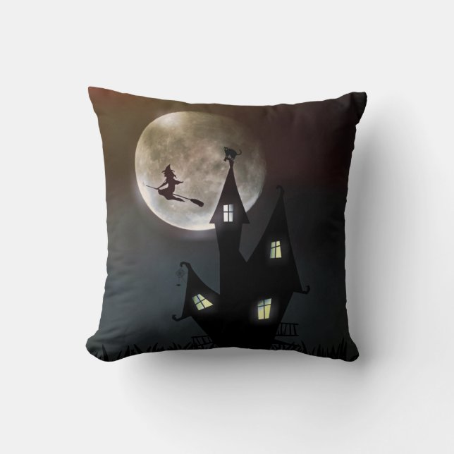 Halloween Scene Throw Pillow (Front)