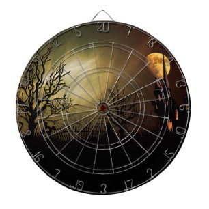 Halloween Scene with Mystical Castle Dartboard