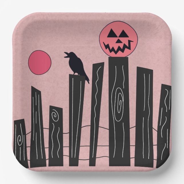 Halloween scene with pink paper plates (Front)