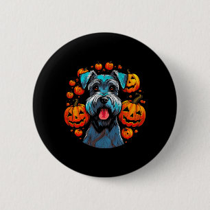 Halloween Schnauzer Dog Black Premium Tri-Blend 2 Inch Round Button