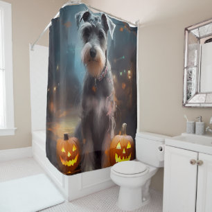 Halloween Schnauzer With Pumpkins Scary