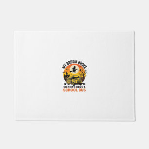 Halloween School Bus Witch Vintage Teacher Design_ Doormat