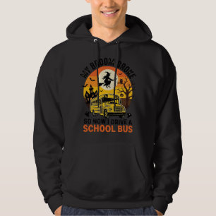 Halloween School Bus Witch Vintage Teacher Design_ Hoodie