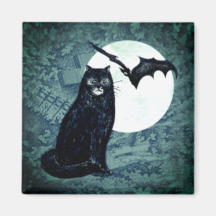 Halloween schwarze Katze Magnet