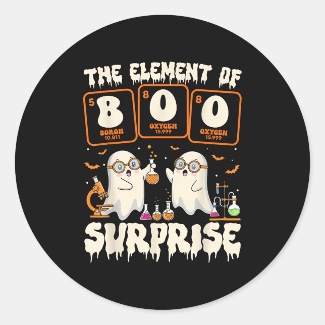 Halloween Science Ghost Teacher The Element Of Sur Classic Round Sticker (Front)