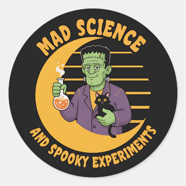 Halloween Science Sticker with Cute Frankenstein (Front)