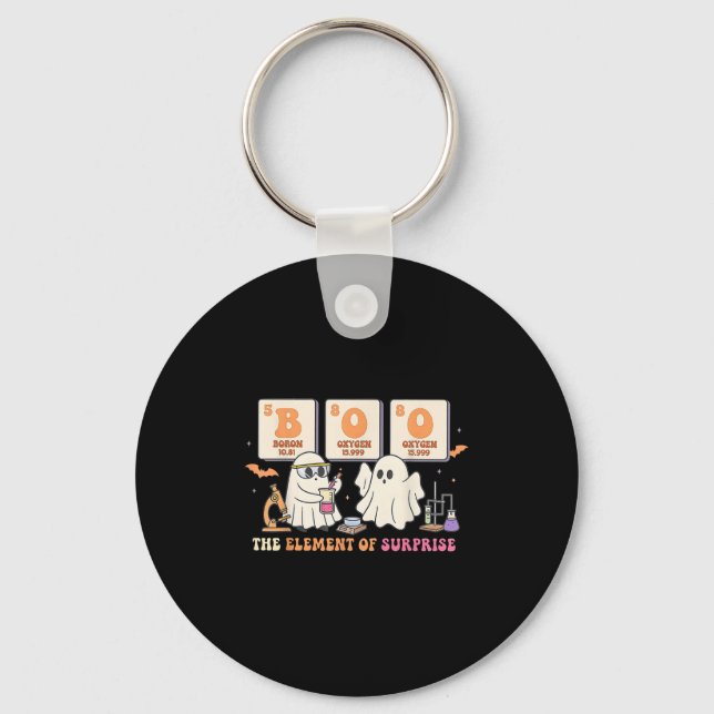 Halloween Science Teacher Boo Ghost The Element Of Keychain (Front)
