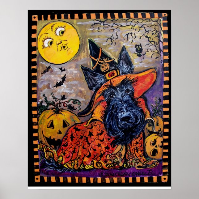 Halloween Scottish Terrier Poster (Front)