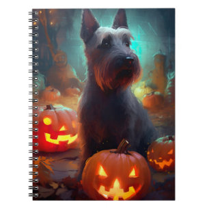 Halloween Scottish Terrier With Pumpkins Scary Notebook