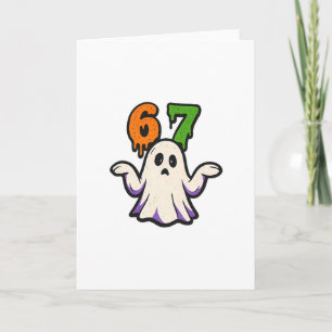 Halloween Scp 67 Cute Ghost Meme Six Seven Costume Card