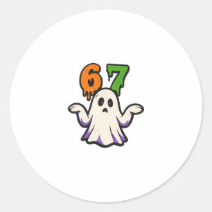 Halloween Scp 67 Cute Ghost Meme Six Seven Costume Classic Round Sticker