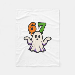 Halloween Scp 67 Cute Ghost Meme Six Seven Costume Fleece Blanket