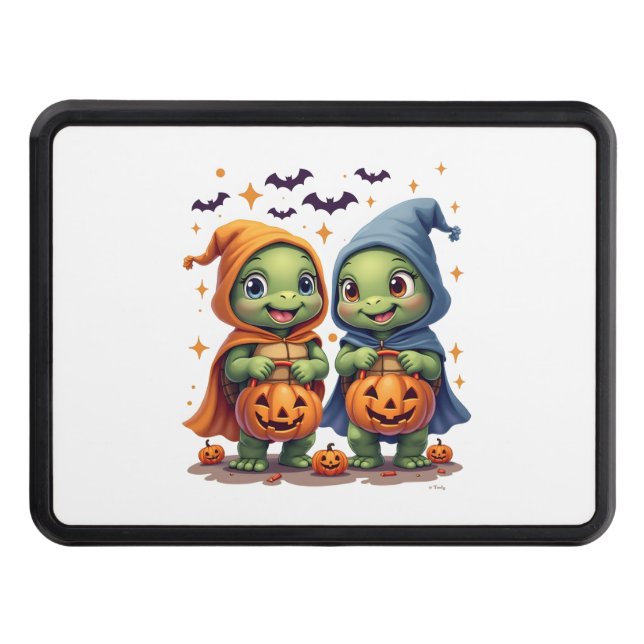 Halloween Sea Turtle Ghost Turtles T-Shirt Trailer Hitch Cover (Front)