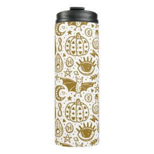 Halloween seamless pattern. Holiday golden ink sil Thermal Tumbler