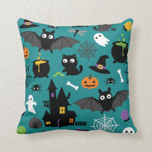 Halloween Seamless Pattern Throw Pillow