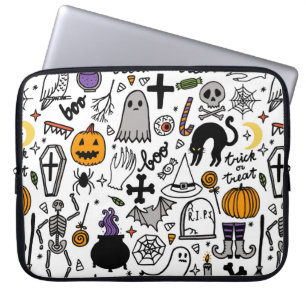Halloween seamless pattern. Vintage background Laptop Sleeve