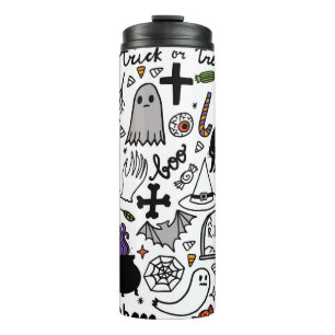 Halloween seamless pattern. Vintage background Thermal Tumbler