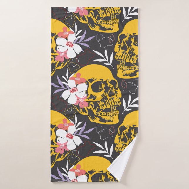 Halloween seamless pattern with colourful and scar bath towel (Bath Towel)