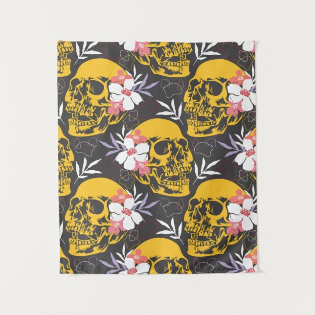 Halloween seamless pattern with colourful and scar tapestry (Front)