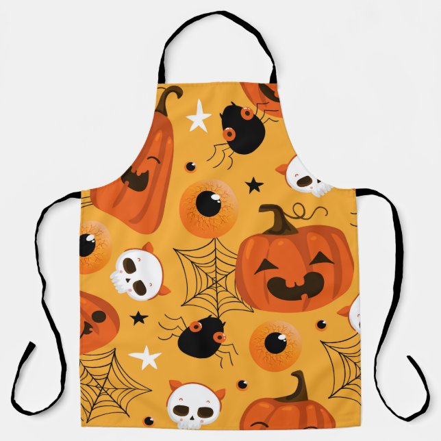 Halloween seamless pattern with cute pumpkins, sku apron (Front)