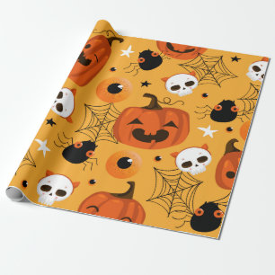 Halloween seamless pattern with cute pumpkins, sku wrapping paper