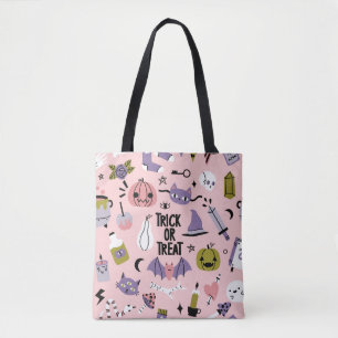 Halloween seamless pattern with different cute car tote bag