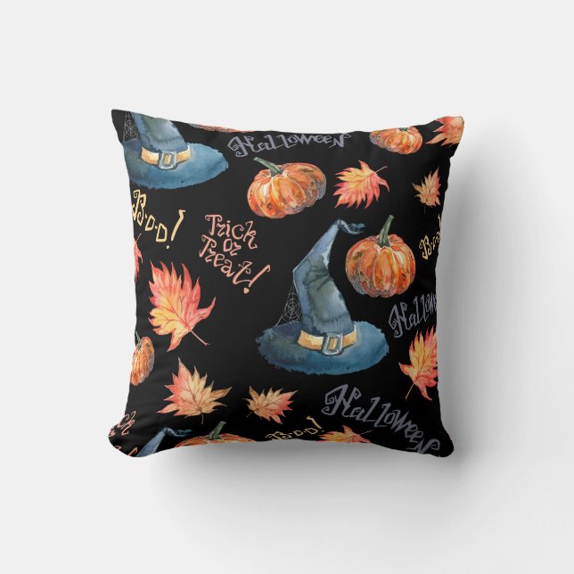 Halloween seamless pattern with halloween pumpkin, throw pillow (Front)